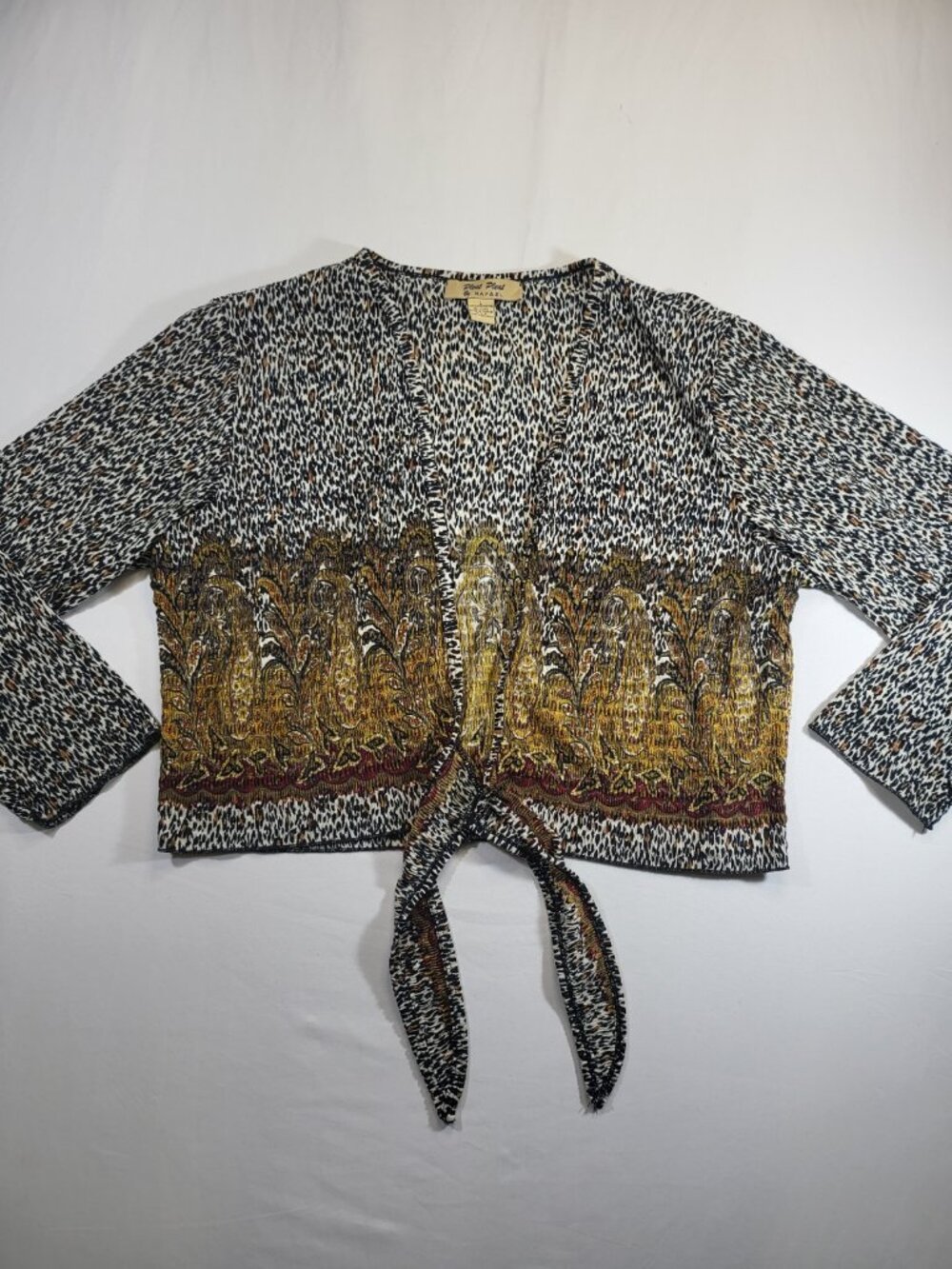 Pleat Pleat by Rafael Leopard & Paisley Tie-Front Blouse Size L